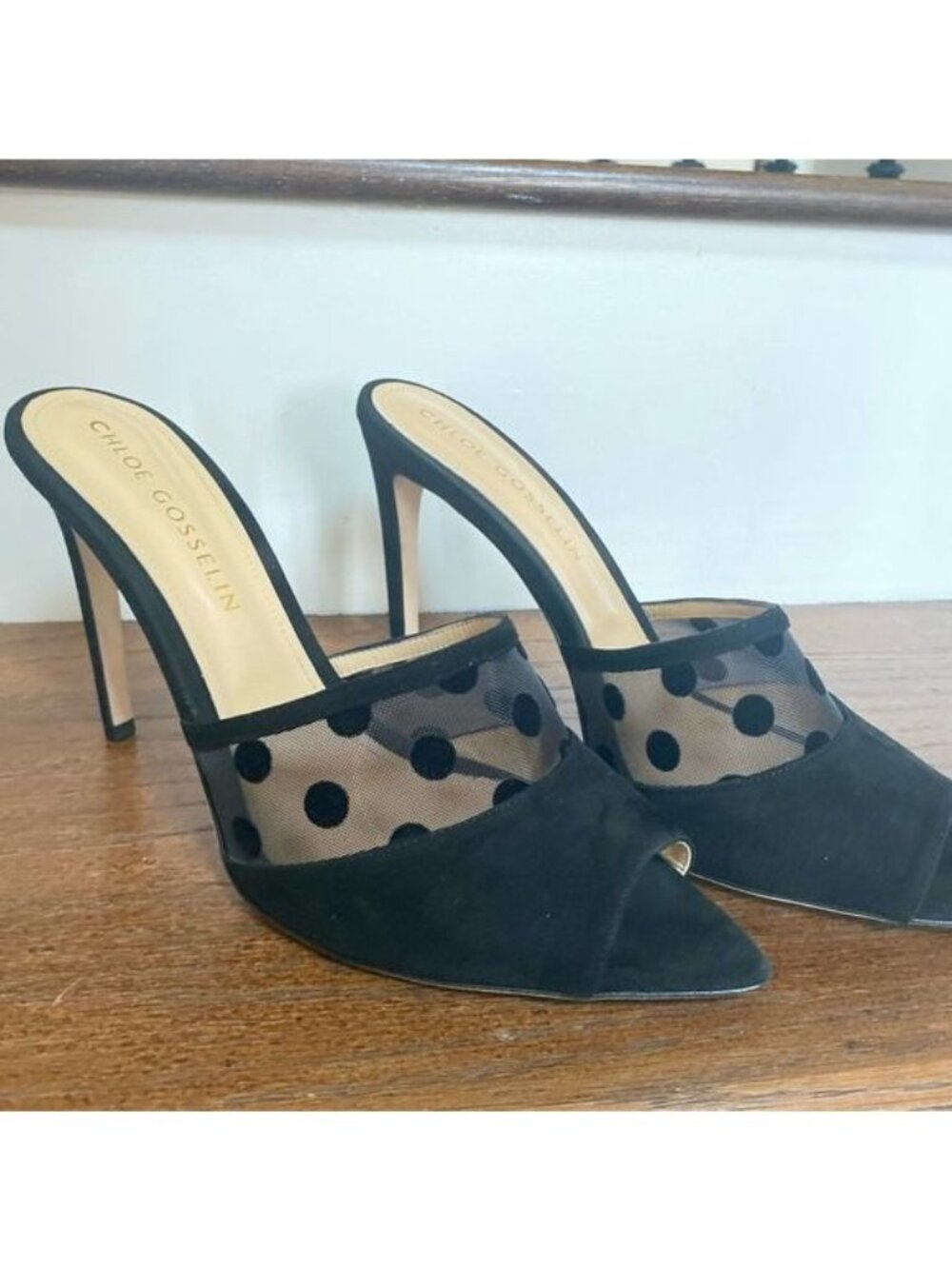 NWOT CHLOE GOSSELIN Liz Black Velvet Mules, size 42 - Picture 8 of 14